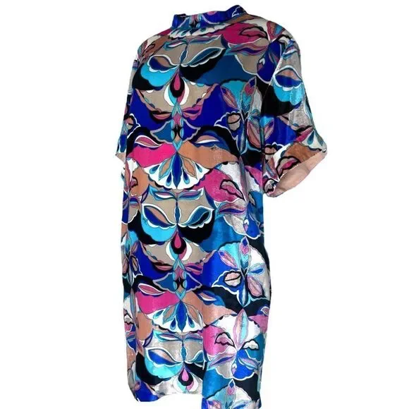 EMILIO PUCCI Multicolored Abstract Print Short Sleeve Shift Mini Dress S… - Picture 7 of 12